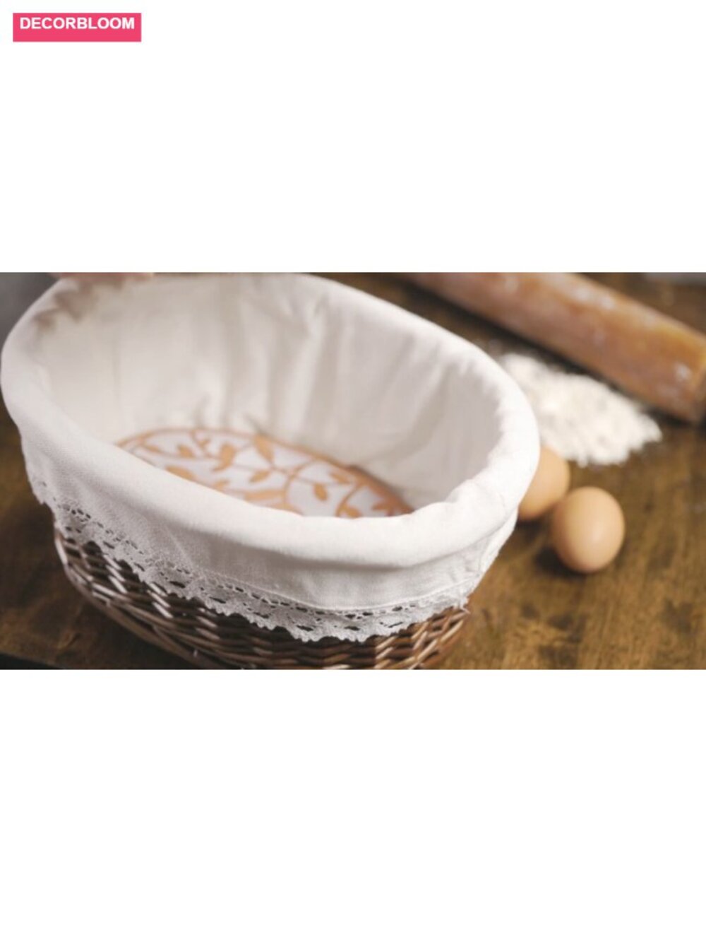 Bread Warmer Basket with Terracotta Stone, Willow Serving Set - Picture 6 of 6